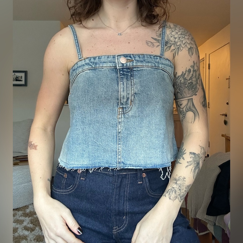 Wild Fable Light Blue Denim Crop Top